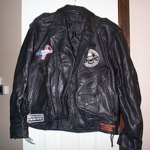 Old Skool Leather Motorcycle Jacket Old California Highway Police style